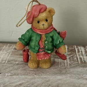 Cherished Teddies Festive Bear in Green and Red ornament